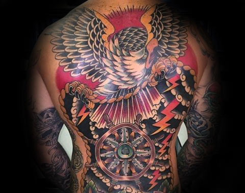 Japanese Eagle Tattoo On Back