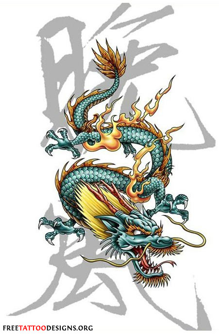 Kanji Symbols and Chinese Dragon Tattoo Design