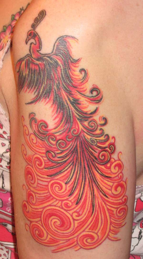 Left Half Sleeve Flying Phoenix Tattoo For Girls