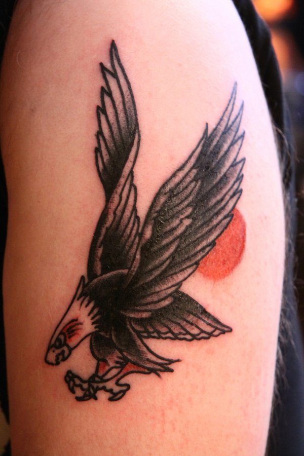 Left Shoulder Flying Eagle Tattoo