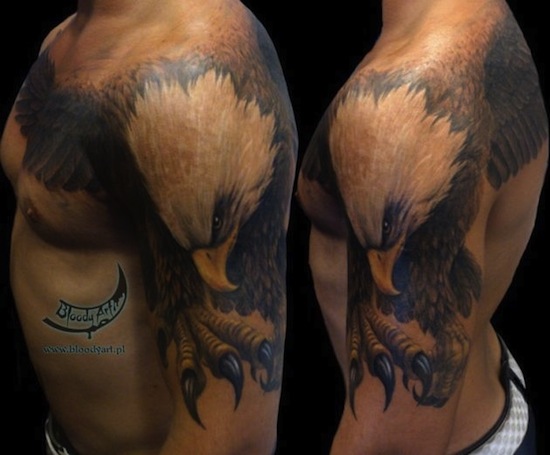 Man With Eagle Tattoo On Shoulder