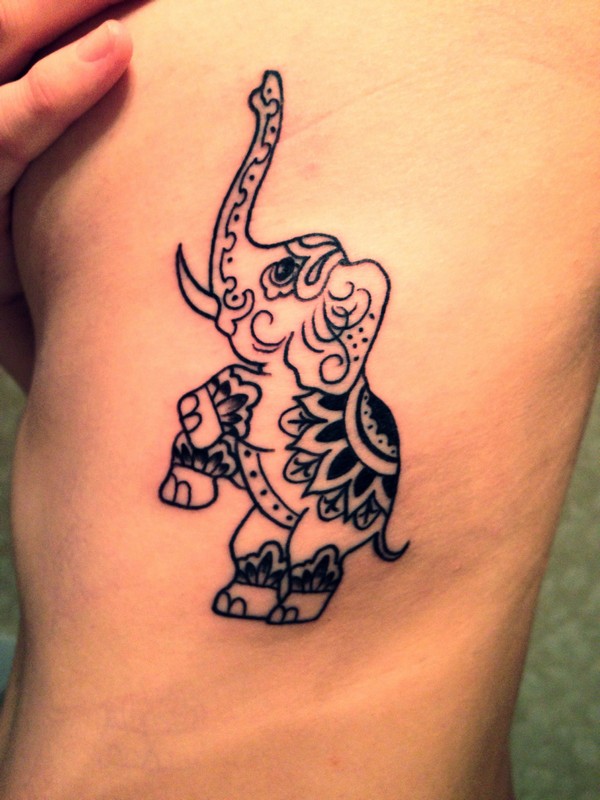 Mandala Elephant Tattoo On Rib Side