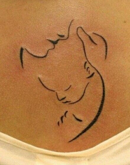 Miscarriage Baby Angel tattoo – Mother holding child outline tattoo