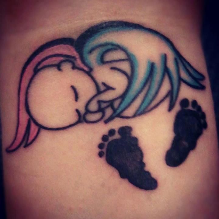 Miscarriage Baby Tattoo – Sleeping baby angel with feet