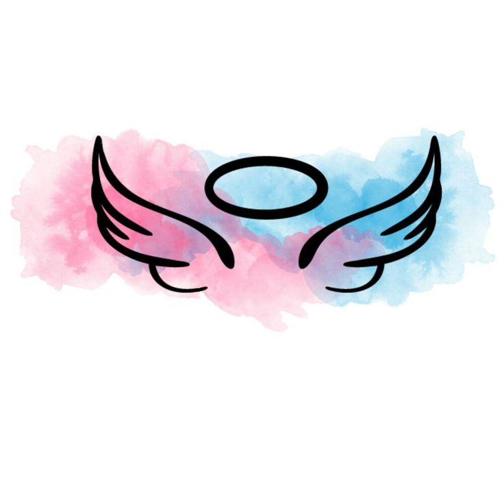 Miscarriage tattoo Design – Angel wings with holy halo and colorful background