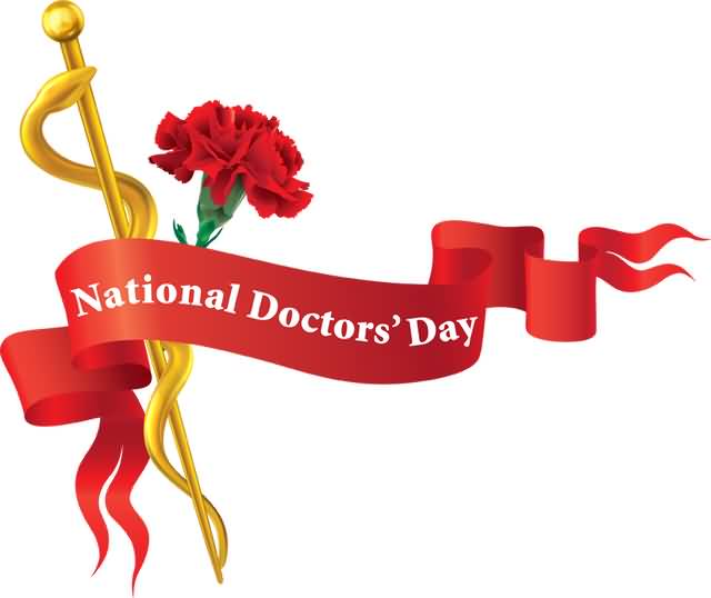 National Doctor Day Graphic With Red Flower