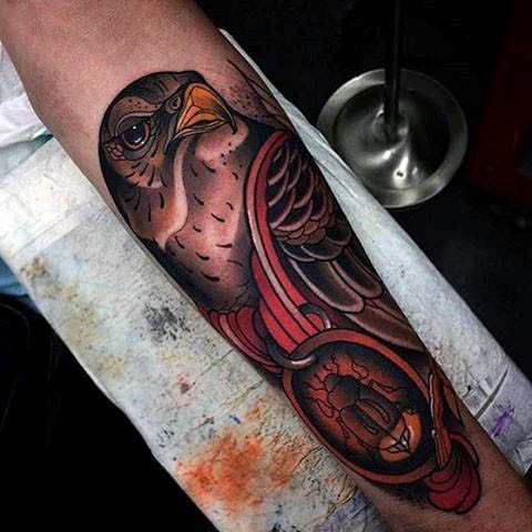 Old School Eagle Tattoo On Left Forearm