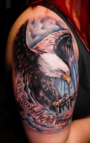 On My Father's Wings - Flying Eagle Tattoo On Shoulder