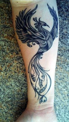 Open Wings Phoenix Tattoo On Forearm