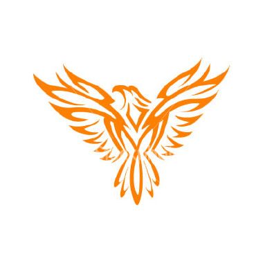 Orange Tribal Flying Phoenix Tattoo Design