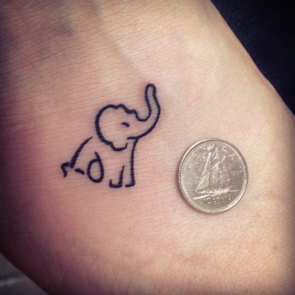 Outline Small Elephant Tattoo On Right Foot