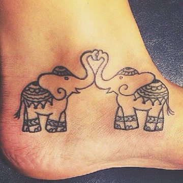 Outline Small Elephant Tattoos On Foot