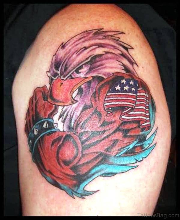 Powerful American Eagle Tattoo On Shoulder