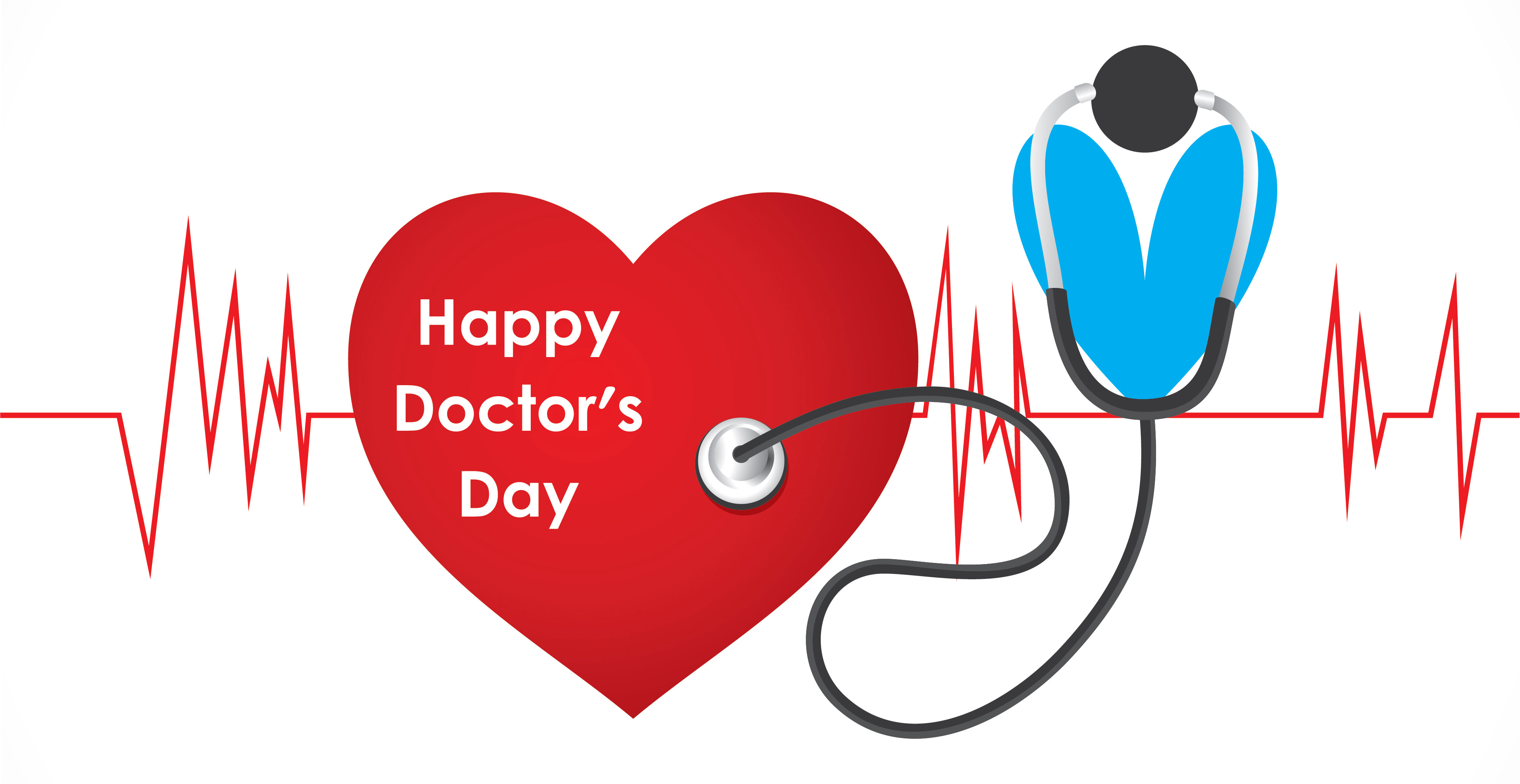 Red Heart With Heartbeat Wishing You Happy Doctors Day