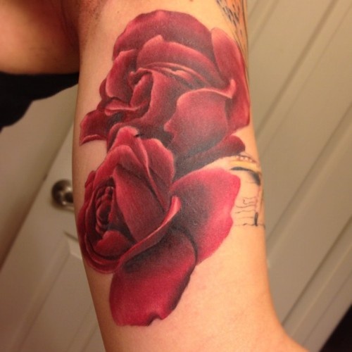 Red Roses Tattoo On Bicep