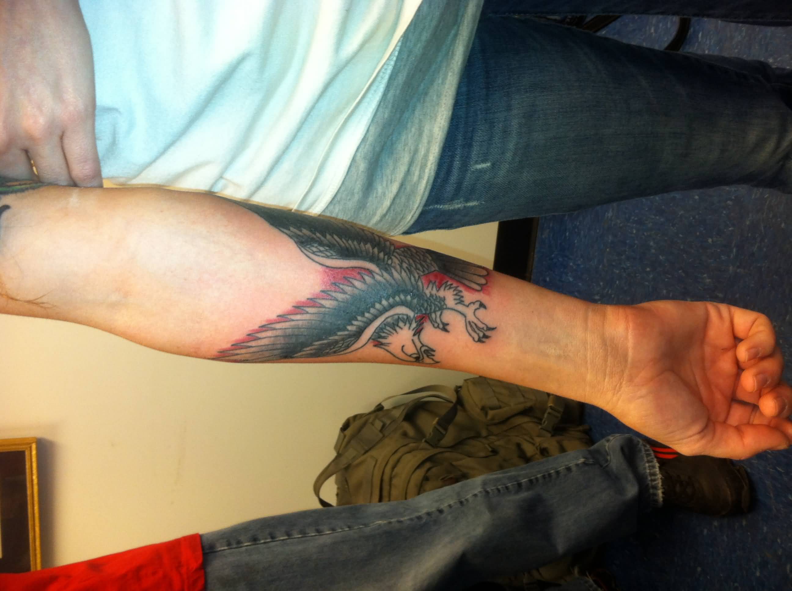 Right Forearm Landing Eagle Tattoo On Forearm