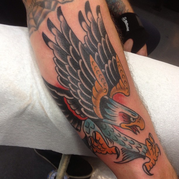 Traditional Eagle Tattoo On Forearm