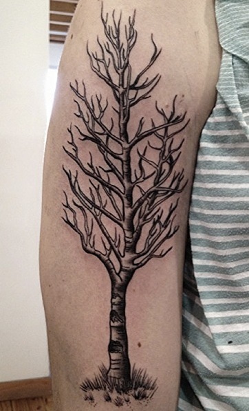 Amazing Birch Tree Tattoo On Half Sleeve