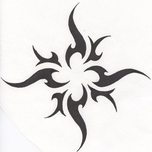 Amazing Black Tribal Sun Tattoo Design
