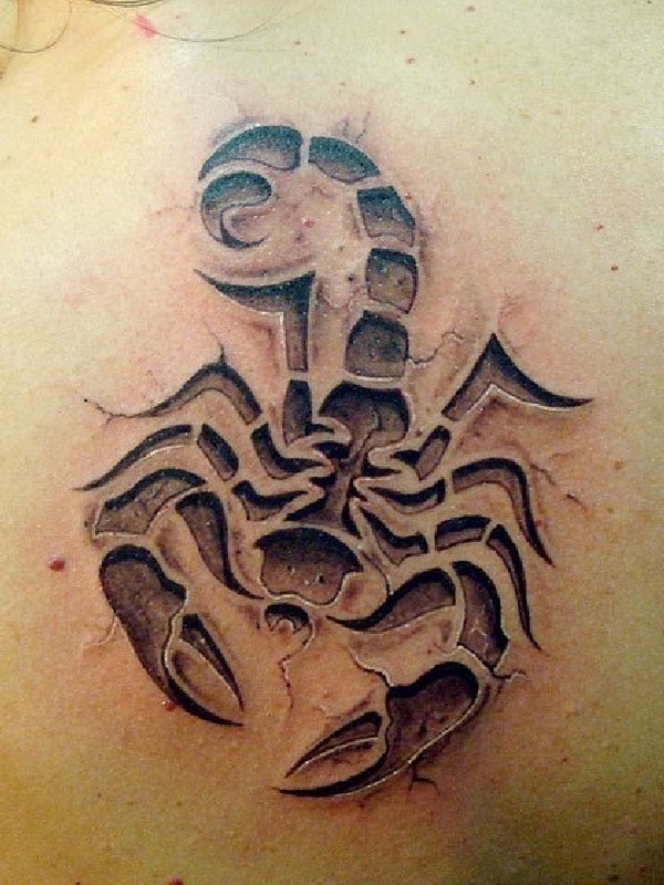 Amazing Cracked Scorpion Tattoo On Back