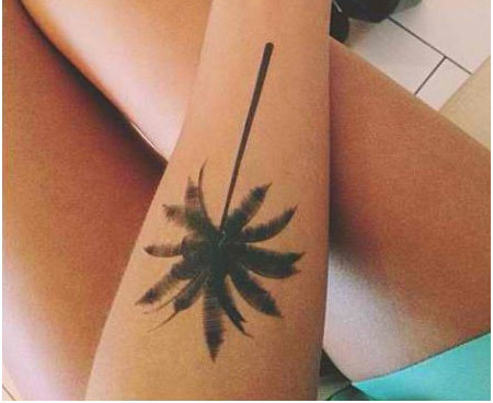 Amazing Palm Tree Tattoo On Left Forearm