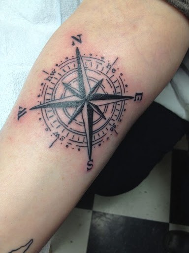 Arm Sleeve Compass Tattoo Idea