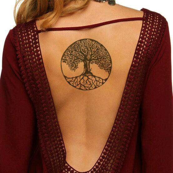 Ash Tree Tattoo On Girl Upper Back