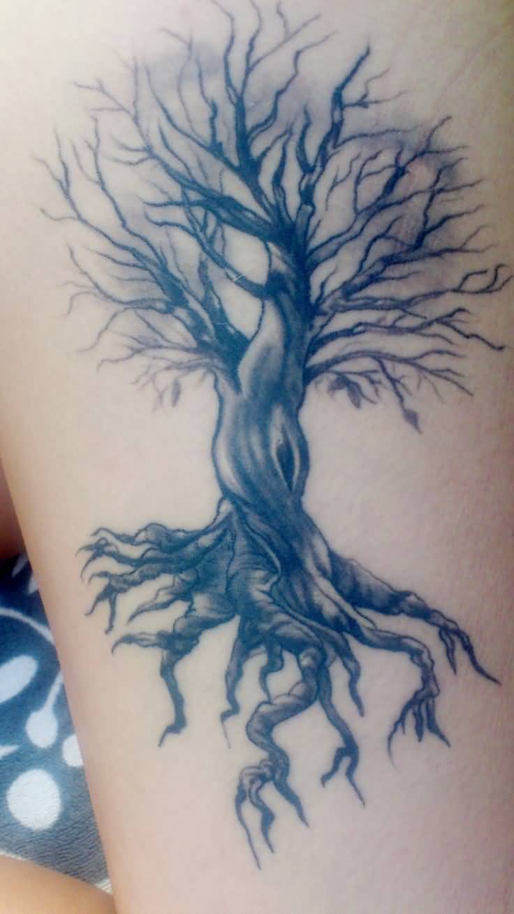 Autumn Oak Tree Tattoo On Arm Sleeve