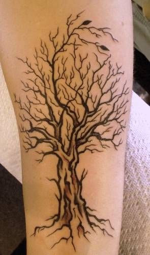 Autumn Oak Tree Tattoo On Arm Sleeve