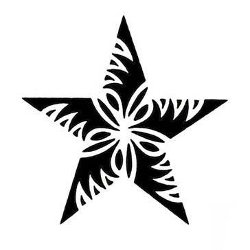 Awesome Black And White Tribal Star Tattoo Design