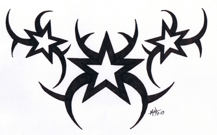 Awesome Black Tribal Star Tattoo Design Idea