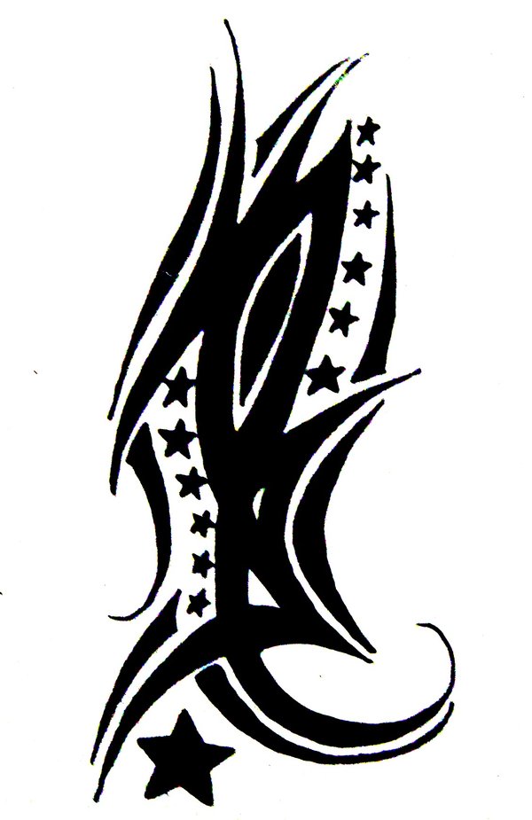 Awesome Black Tribal Star Tattoo Design by Mikadosgirl