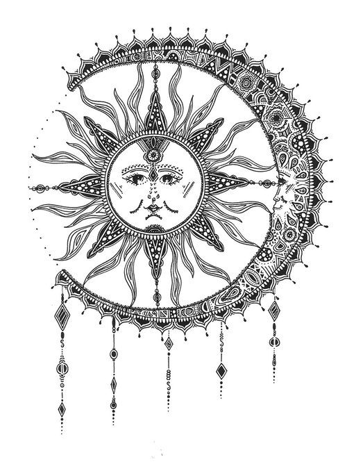 Awesome Sun And Moon Tattoo Design