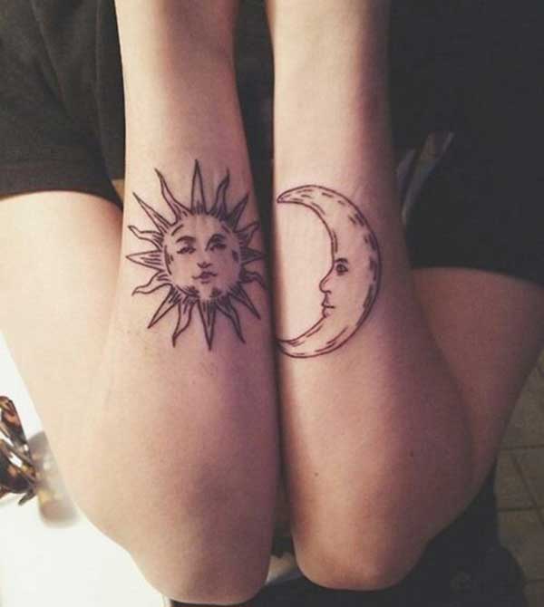 Awesome Sun And Moon Tattoos On Both Sleeves