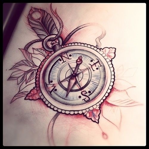 Beautiful Compass Tattoo Design Sample