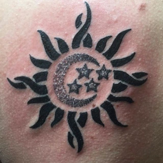 Beautiful Stars and Sun Tattoo Idea