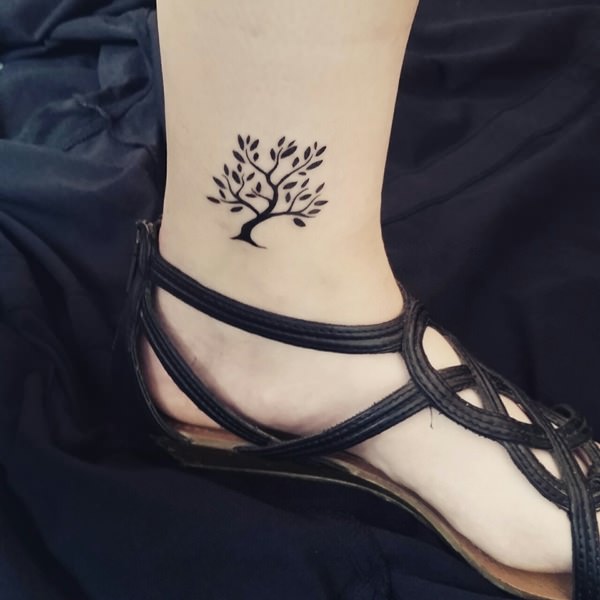 Beautiful Tree Tattoo On Ankle