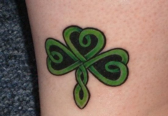 Black And Green Celtic Shamrock Tattoo Idea