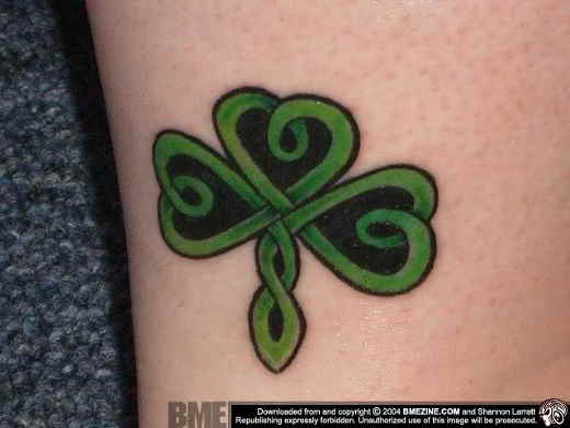 Black And Green Celtic Shamrock tattoo Idea