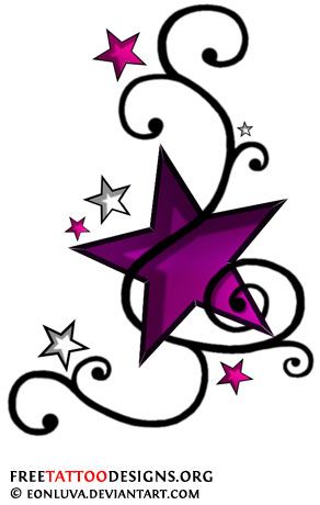Black And Purple Ink Stars Tattoo Designs