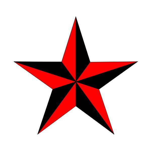 Black And Red Nautical Star Tattoo Design