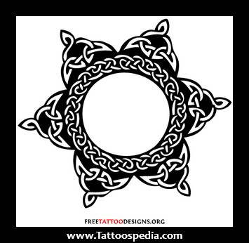 Black And White Celtic Sun Tattoo Design