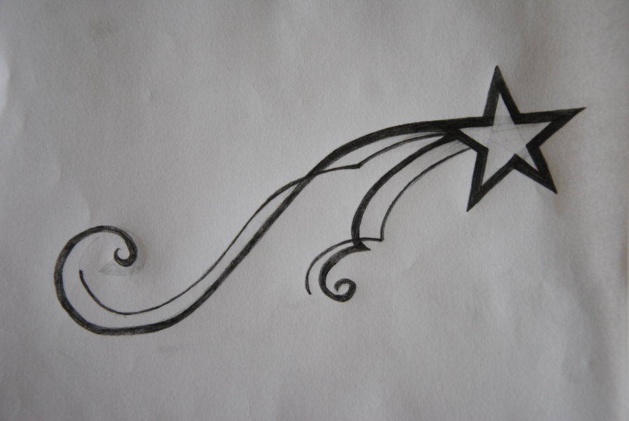 Black And White Shooting Star Tattoo Design