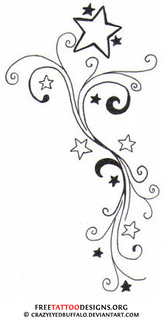 Black And White Shooting Stars Tattoo Design