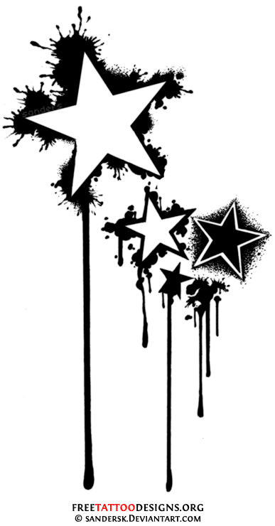 Black And White Silhouette Star Tattoos Designs