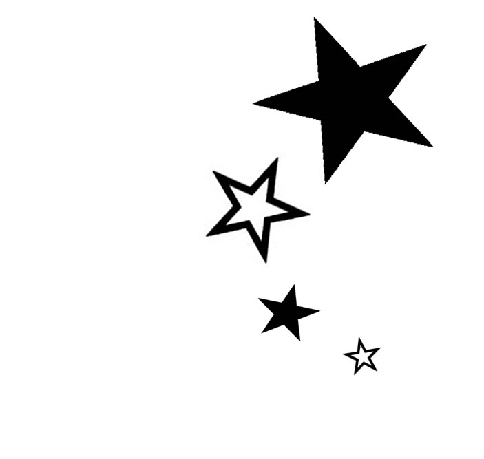 Diseño de tatuajes de estrellas blancas y negras