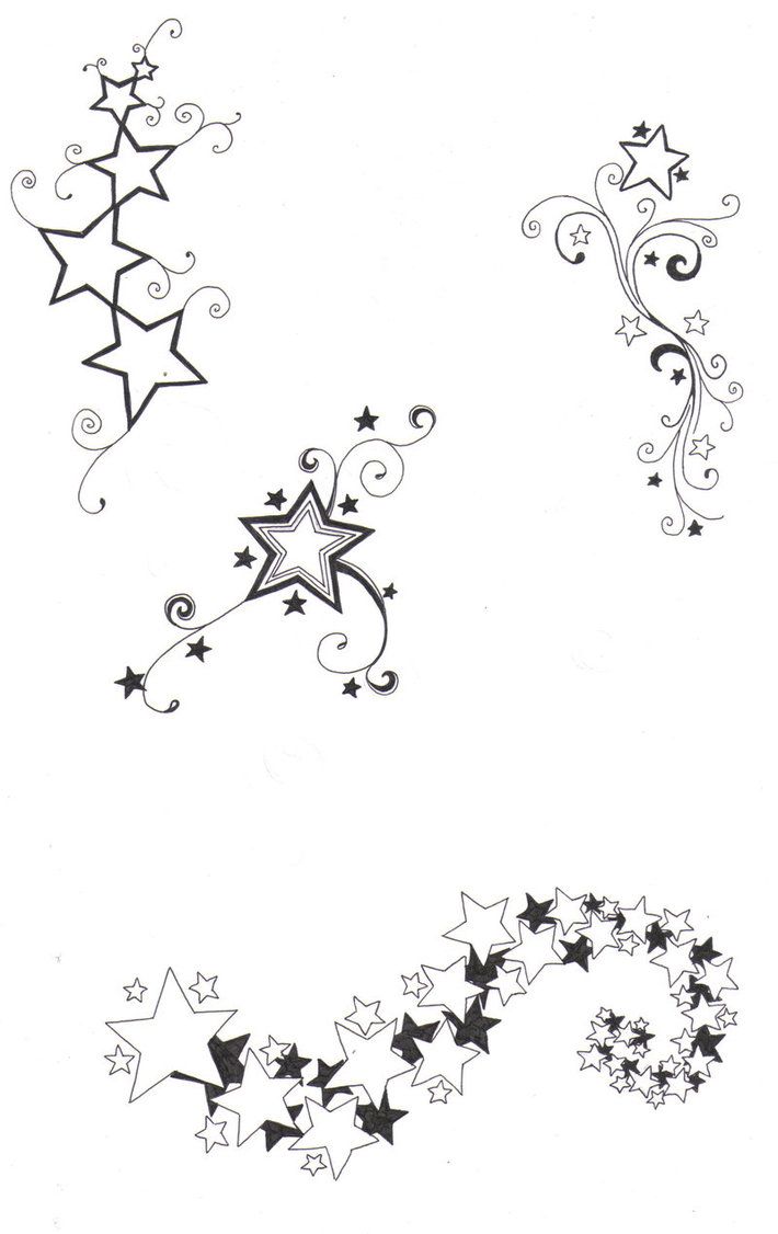 Diseños de tatuajes de estrellas blancas y negras