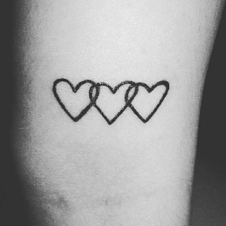 Black Ink Three Hearts Tattoo
