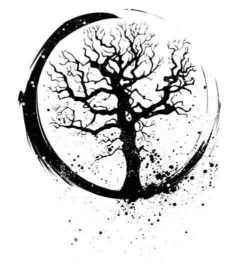 Black Ink Tree Of Life Tattoo Design