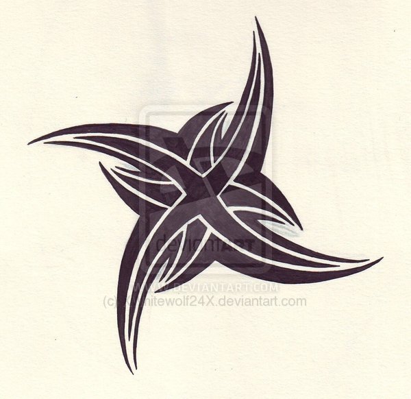Black Ink Tribal Star Tattoo Design Idea